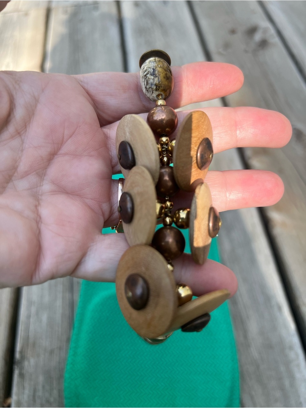 🆕made in Italy 🇮🇹 Bohemian wood, with copper and gold pieces necklace - Picture 4 of 4